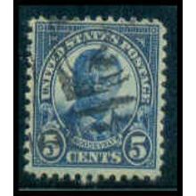 Used 637 5c Theodore Roosevelt Barely Clears M09220