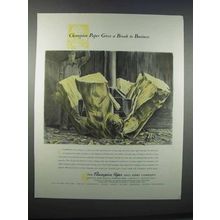 1946 Champion Paper Ad - Gives a Break to Business