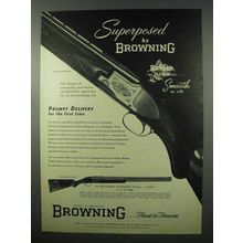 1953 Browning Superposed Grade I Shotgun Ad - Rugged