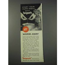 1959 Sergeant's Worm-Away Ad - Start Your Puppy Right