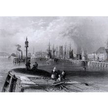 ENTRANCE TO THE PORT OF DUNDEE 1841 Elias Benjamin - William Bartlett ENGRAVING