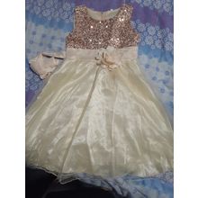 girls sequin dress, sash needs reattaching, couple marks as per pic size 7 - 8