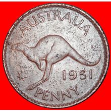 Ⰶ NO INDIA:AUSTRALIA★1 PENNY 1951 PERTH★GEORGE VI 1937-1952★LOW START★NO RESERVE