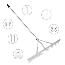 Landscape Rake, 36" Head Aluminum Landscape Rake, Lake Weed Rake with 75" Lo...