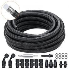 6AN Fuel Line Kit, 25 FT Fuel Hose Kit, 5/16" Nylon Stainless Steel Braided ...