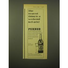 1966 Pernod Aperitif Ad - The nearest thing to a weekend in Paris!