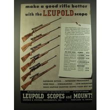 1952 Leupold Scopes and Mounts Ad - Make a good rifle better with the Leupold