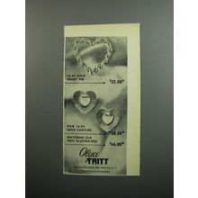 1952 Olga Tritt Heart Pin and Earclips Advertisement