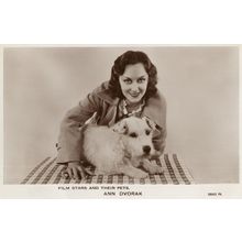 Anne Dvorak Hollywood Actress Film Stars & Their Pets Postcard