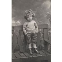 Stroppy Southampton Child Standing On Garden Seat Antique Postcard