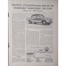 STANDARD VANGUARD Phase III 1956 Motor Trader Service Data Brochure No. 259