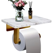 Toilet Paper Holder with Natural Marble Shelf for Bathroom Washroom,Wall Mounted