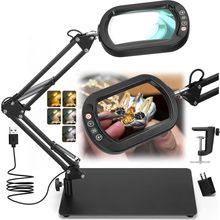 Veemagni 10X Rectangle Magnifying Glass with Light and Stand, 5 Color Modes Step