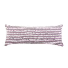 14" X 36" Purple And Cream 100% Cotton Striped Zippered Pillow