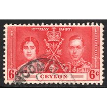 CEYLON 1937: KING GEORGE VI CORONATION - 6c USED (G21)