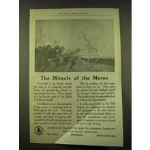 1918 American Telephone and Telegraph Company Ad - The miracle of the Marne