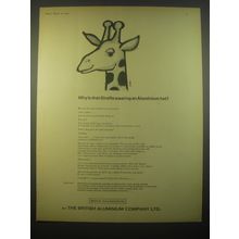 1966 BACO British Aluminum Company Ad - Why is that Giraffe wearing Aluminum