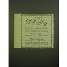 1946 Williamsburg Inn Ad - Visit Historic Williamsburg in Virginia