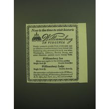 1946 Williamsburg Inn Ad - Now is the time to visit historic Williamsburg