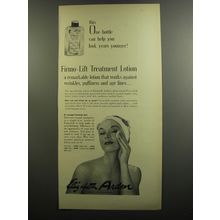 1952 Elizabeth Arden Firmo-Lift Treatment Lotion Ad - This one bottle can help