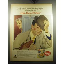 1957 Post Bran Flakes Cereal Ad - Any cereal starts the day right