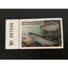 ICOLLECTZONE US 2000 Wisconsin Plate # Single Salmon Stamp VF NH