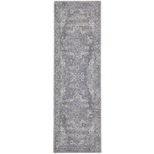 2' X 6' Grey Oriental Power Loom Distressed Washable Runner Rug