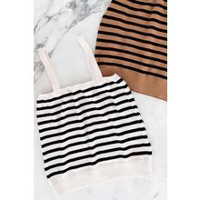 White Striped Tube Spaghetti Strap Knitted Tank Top