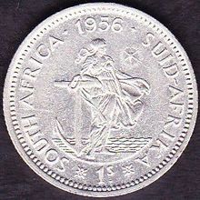 1956 South Africa 1 Shilling Silver Coin