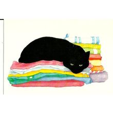 Art CAT ON IRONING Postcard (Sue Boettcher PLC13)