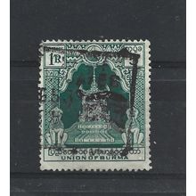 Burma.SG110 1r Lion Throne (Green).Fine Used.Jul25o