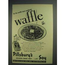 1944 Pillsbury Golden Bake Waffle Mix Ad - With Soy