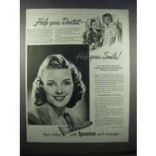 1944 Ipana Tooth Paste Ad - Help Your Dentist