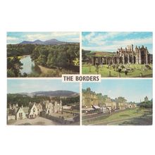 THE BORDERS, SCOTLAND multiview unused vintage postcard =