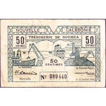 1942 New Caledonia Banknote 50 Centimes