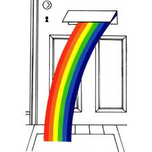 LGBT Pride Rainbow Through Post Letter Box Painting Postcard