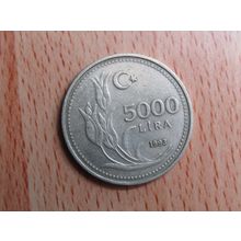 Turkey 1993 5000 Lira Coin