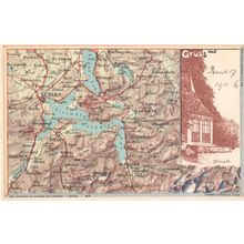 Gruss Aus Luzern Schwyz Altdorf Tellskapelle Switzerland Map Rare Postcard