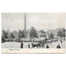 Postcard UK England London Trafalgar Square carriages horse bus policeman 1911