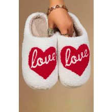 Fiery Red Valentine Love Heart Pattern Home Fuzzy Slippers