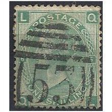 1871 SG117 1/- Green Plate 6 Good+ Used No 53 Cancel "QL".