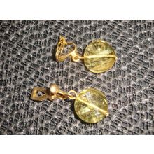 Small multi faceted yellow twisted disc basic clip-on earrings child or adult