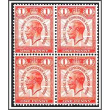 1929 1d SCARLET POSTAL UNION CONGRESS UNMOUNTED MINT BLOCK OF FOUR. SG435 hrd2
