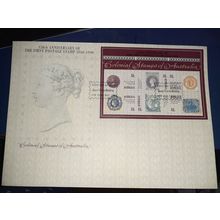 australia 1990 anniv first postage stamp FDC mini sheet minisheet stamps