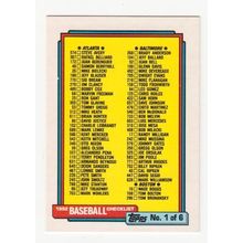 1992 Topps Baseball Checklist unmarked card #131