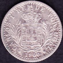 1900 Portugal 100 Reis Silver Coin