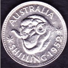 1952 Australia 1 Shilling Silver Coin