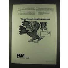 1973 F&M First & Merchants National Bank Ad, Uncle Puts