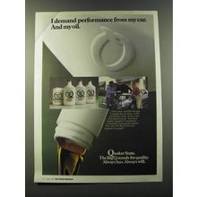 1986 Quaker State Oil Ad - I demand performance from my car. And my oil