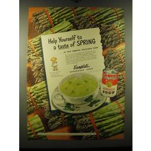 1948 Campbell's Asparagus Soup Ad - Help yourself to a taste of spring